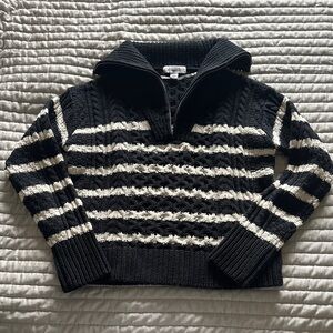 La Ligne x Target Quarter Zip Striped Cable Knit Sweater Small